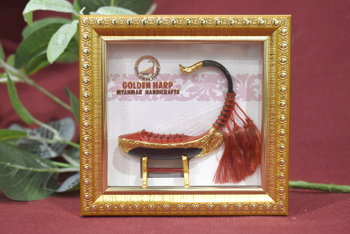 Minature Burmese Golden Harp Myanmar Handicrafts Souvenirs Music String Instrument