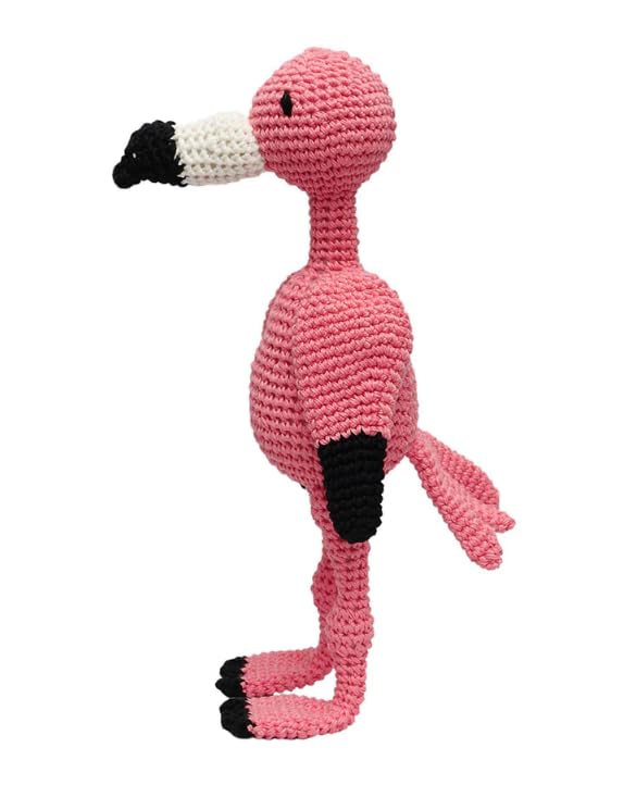 Pink Flamingo Bird Handmade Amigurumi Stuffed Toy Knit Crochet Doll VAC