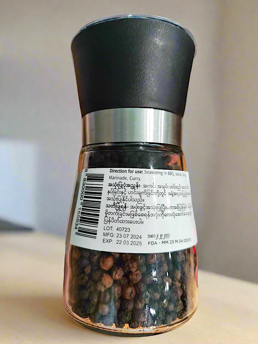 Delixix Food - Black Pepper Grinder Myanmar Pepper 80g