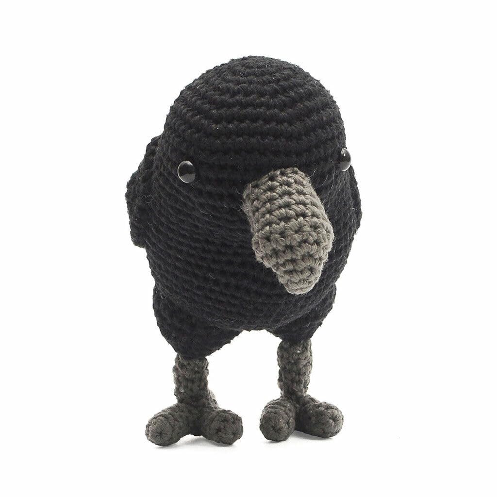 Black Crow Bird Handmade Amigurumi Stuffed Toy Knit Crochet Doll VAC