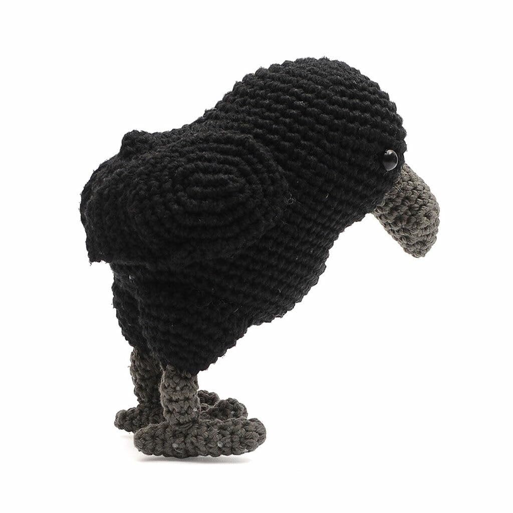 Black Crow Bird Handmade Amigurumi Stuffed Toy Knit Crochet Doll VAC