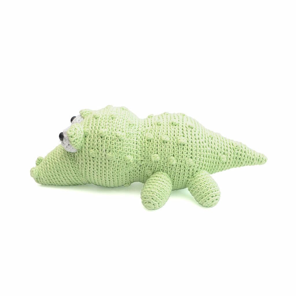 Green Chubby Crocodile Handmade Amigurumi Stuffed Toy Knit Crochet Doll VAC