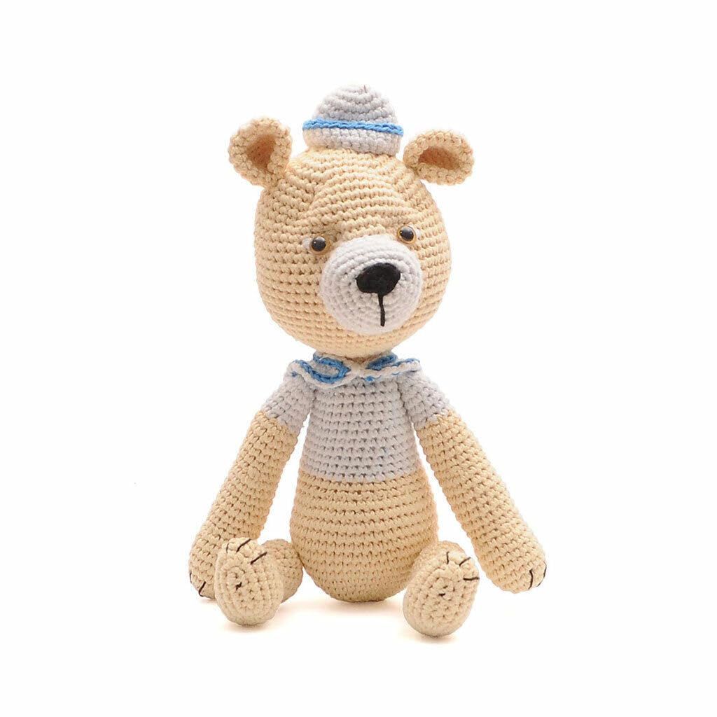 Navy Bear Handmade Amigurumi Stuffed Toy Knit Crochet Doll VAC