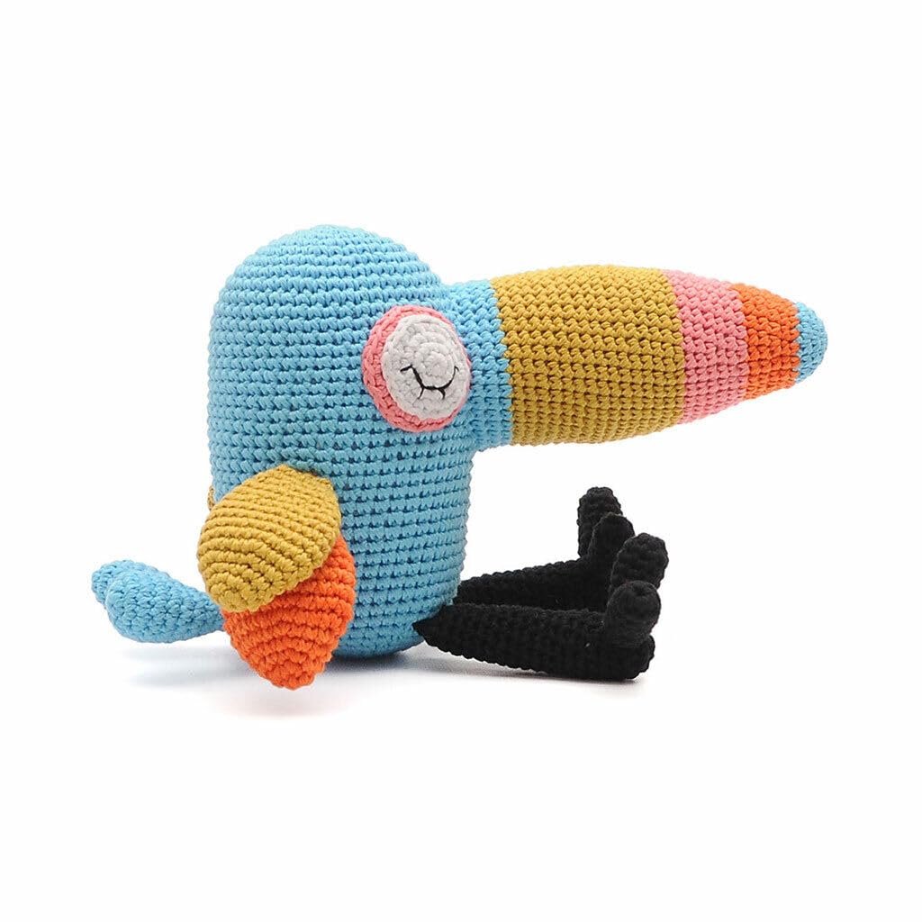 Sleepy Colorful Toucan Bird Handmade Amigurumi Stuffed Toy Knit Crochet Doll VAC