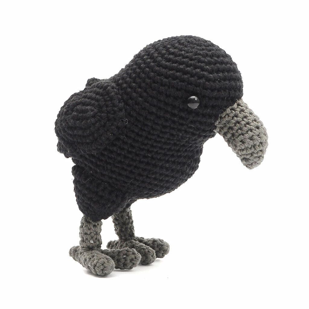 Black Crow Bird Handmade Amigurumi Stuffed Toy Knit Crochet Doll VAC