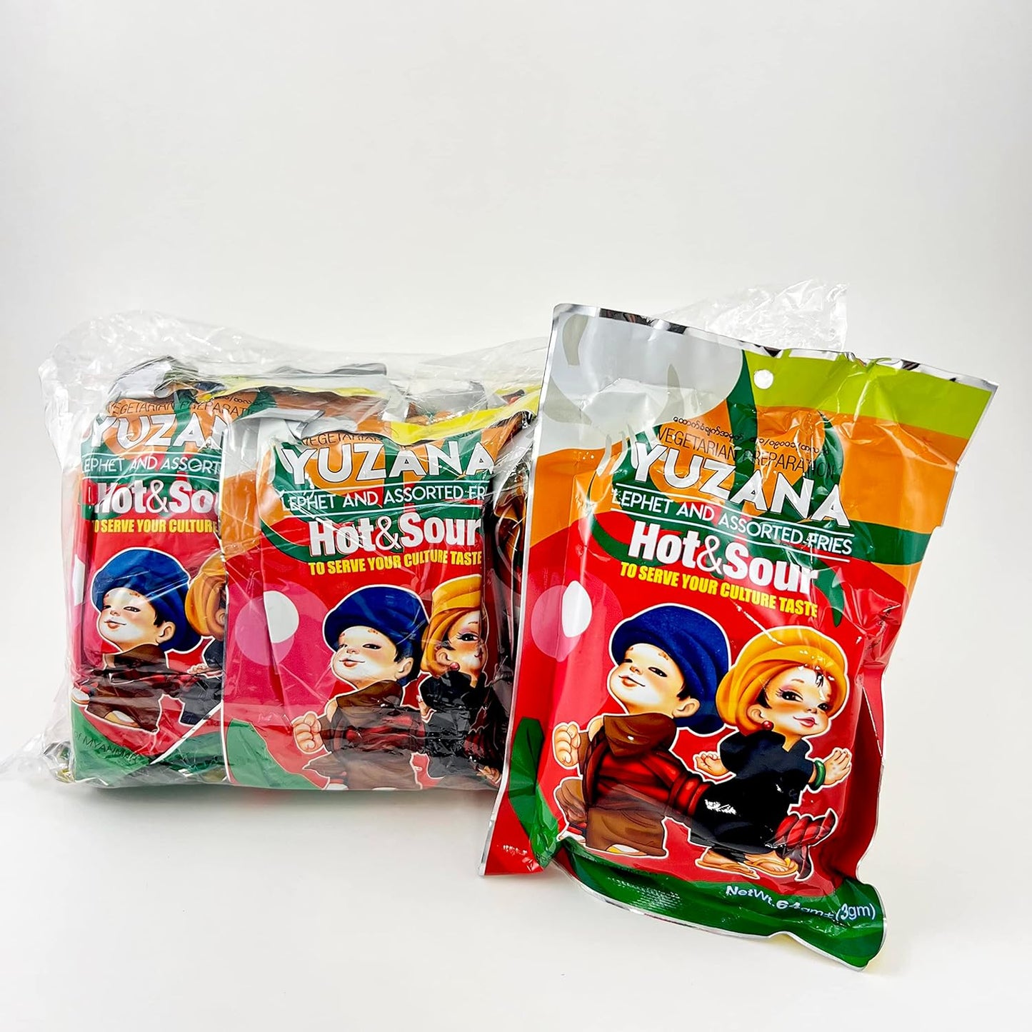 Yuzana Myanmar Tea Leaf Salad Kit - Hot & Sour 64g x 10 Packs ချဉ်စပ်