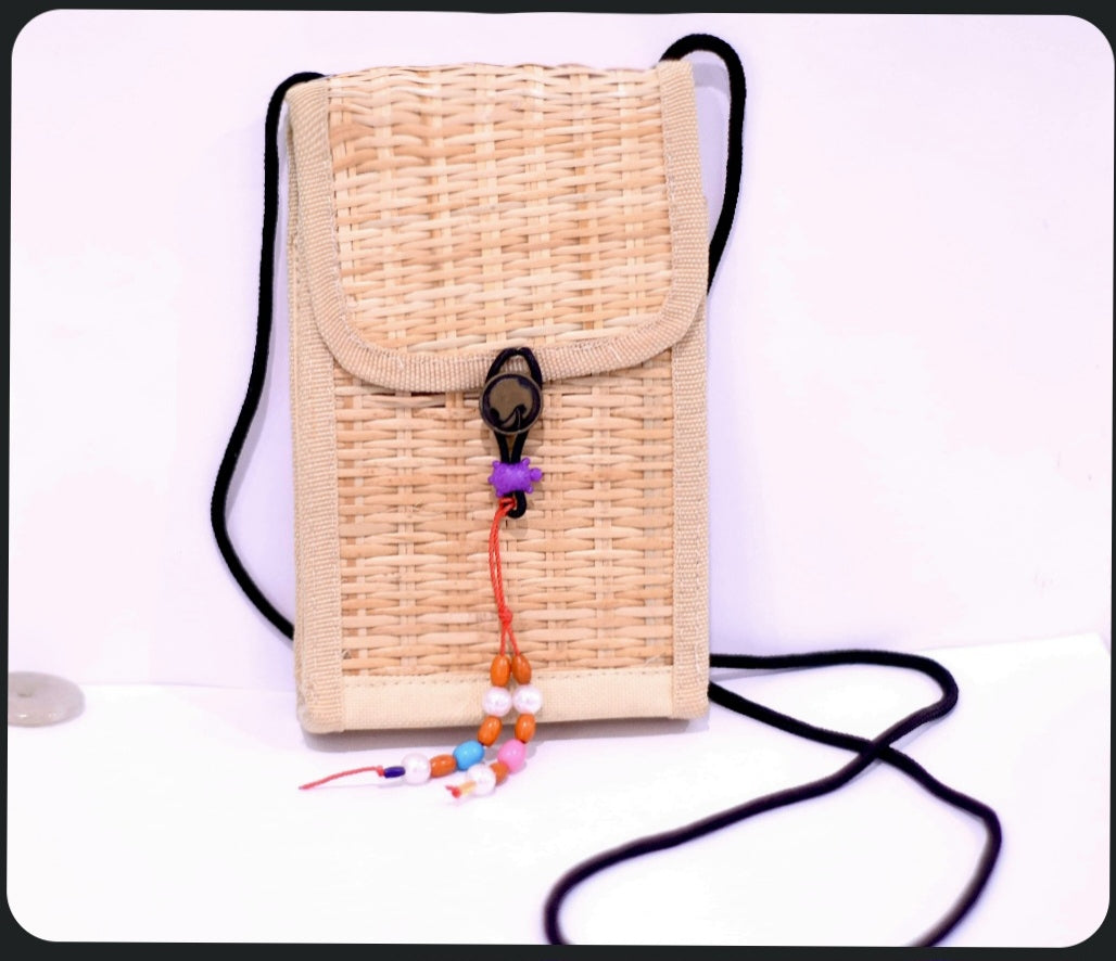 Handmade Organic Woven Straw Rattan Wallet Eco-Friendly Bag by MyanmarMakers