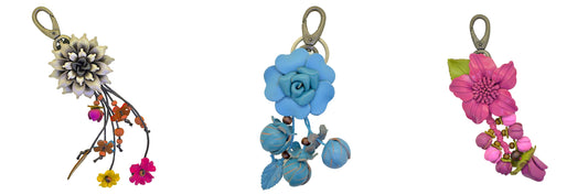 Flower Genuine Leather Key Ring Keychain Purse Bag Charm Unique