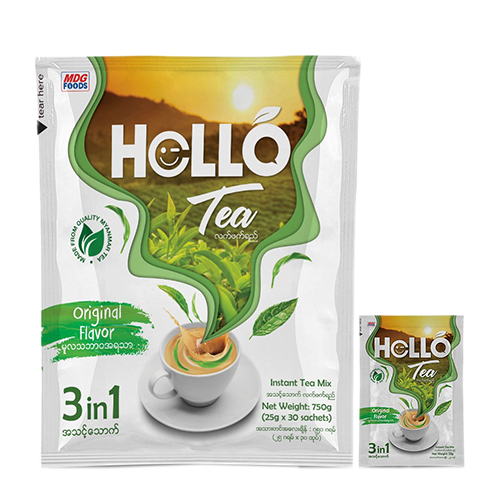 Hello Instant Tea Mix 3 in 1 Original Flavour (25gx30sachets) 750g Myanmar Burma