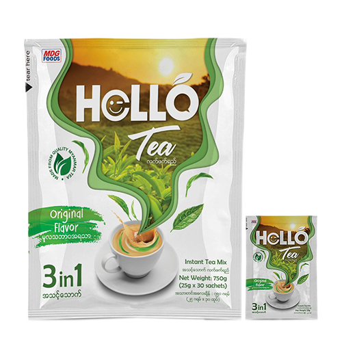 Hello Tea Instant Tea Mix 3 in 1 Original Flavour(25g x 30 sachets) 750g - Myanmar Burma