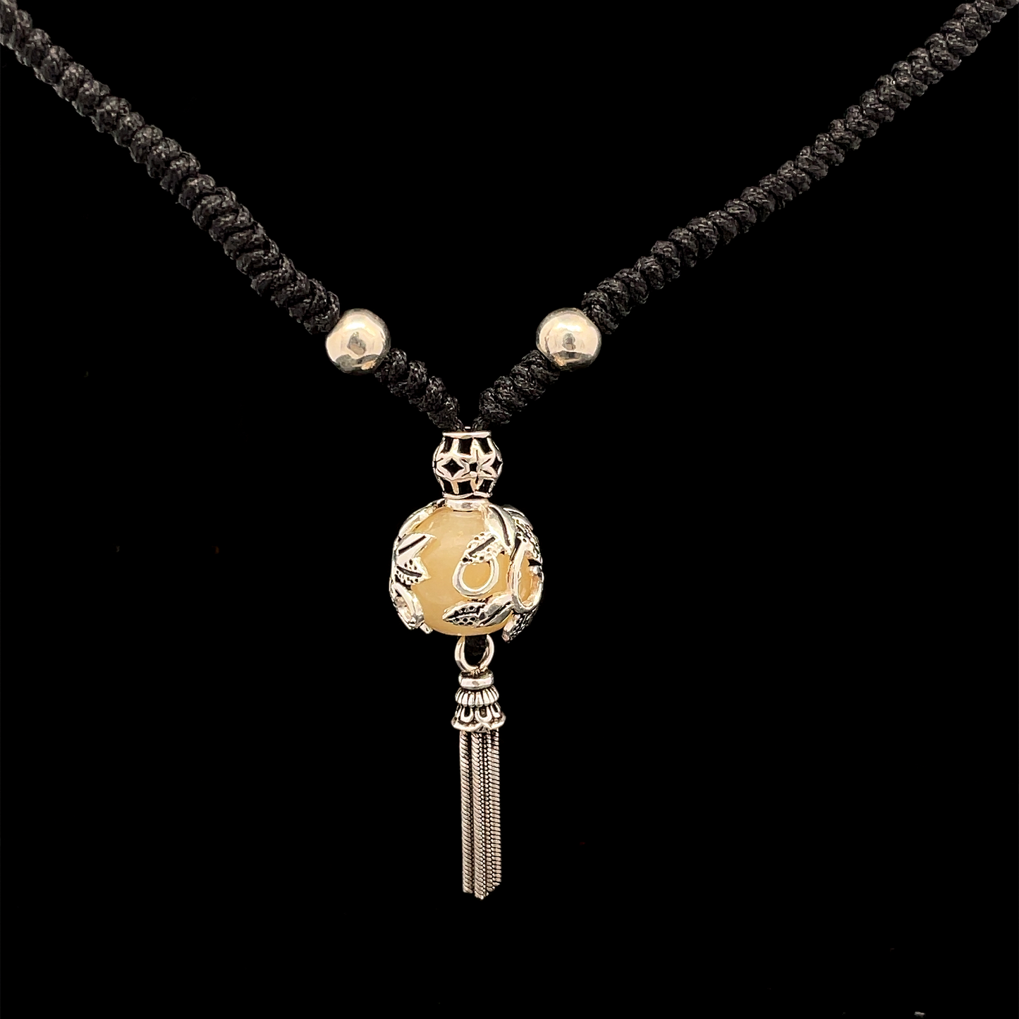 Burmese Jade Pendant Natural Gemstones Beaded 92.5 Sterling Silver Necklace Jewelry