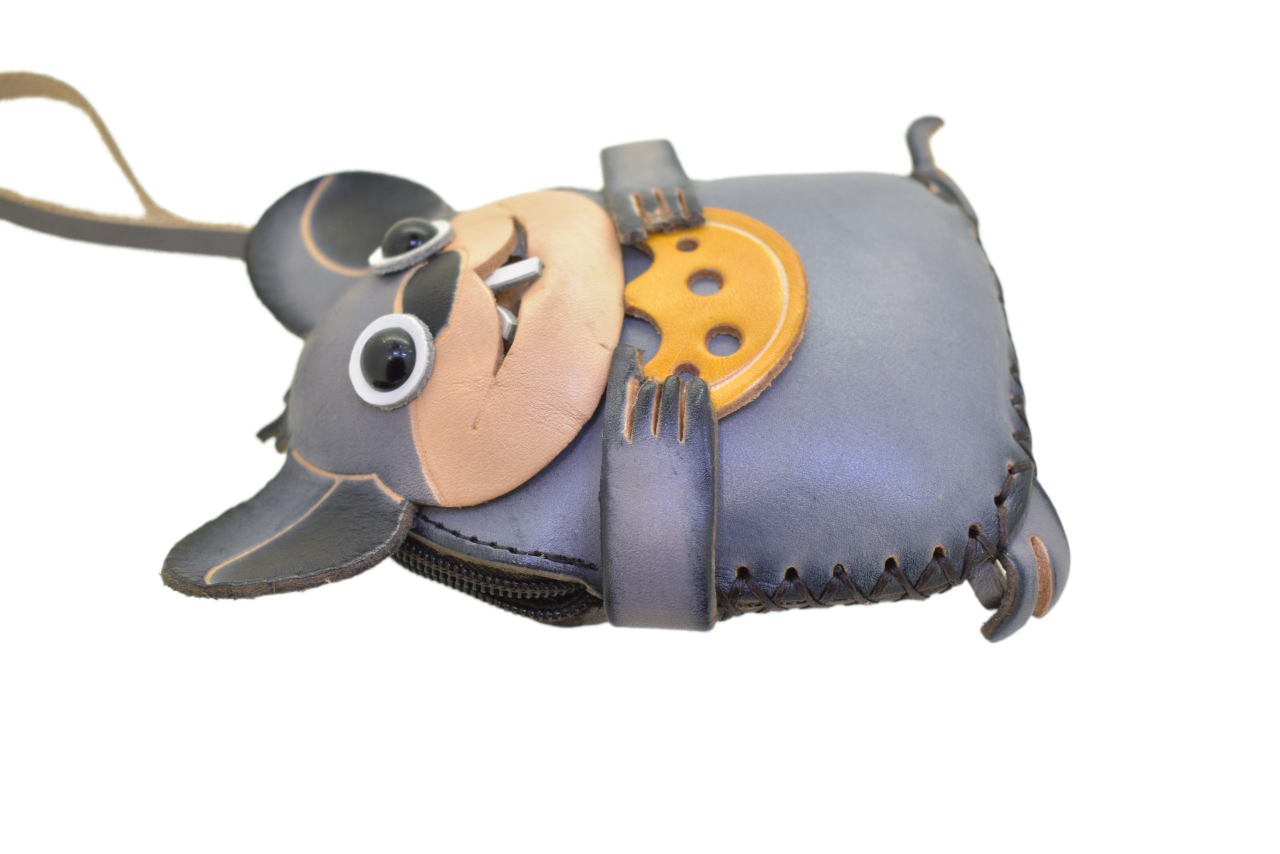 Cute Animals Mini Coin Purse Genuine Leather Cartoon Man Women Student Small Wallet Handmade Creative Money Bag