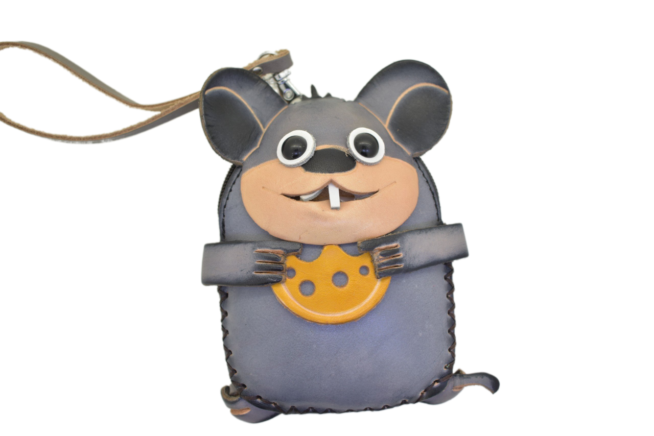 Cute Animals Mini Coin Purse Genuine Leather Cartoon Man Women Student Small Wallet Handmade Creative Money Bag