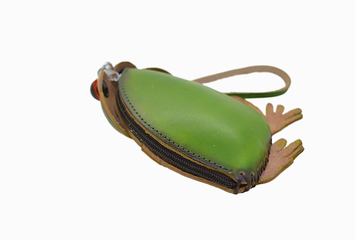 Mini Coin Purse Genuine Leather Cartoon Frog Man Women Student Small Wallet Children Handmade Creative Money Bag