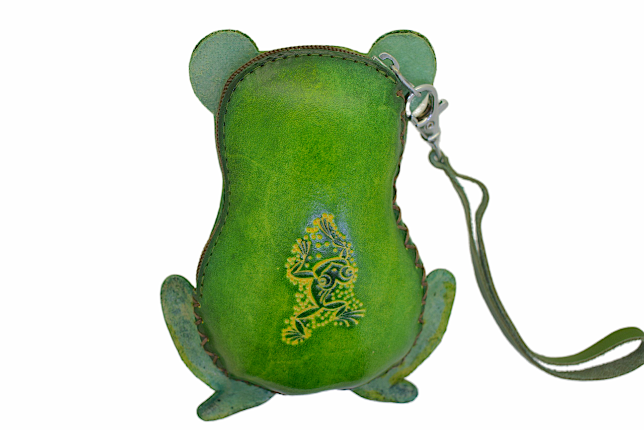 Mini Coin Purse Genuine Leather Cartoon Frog Man Women Student Small Wallet Children Handmade Creative Money Bag