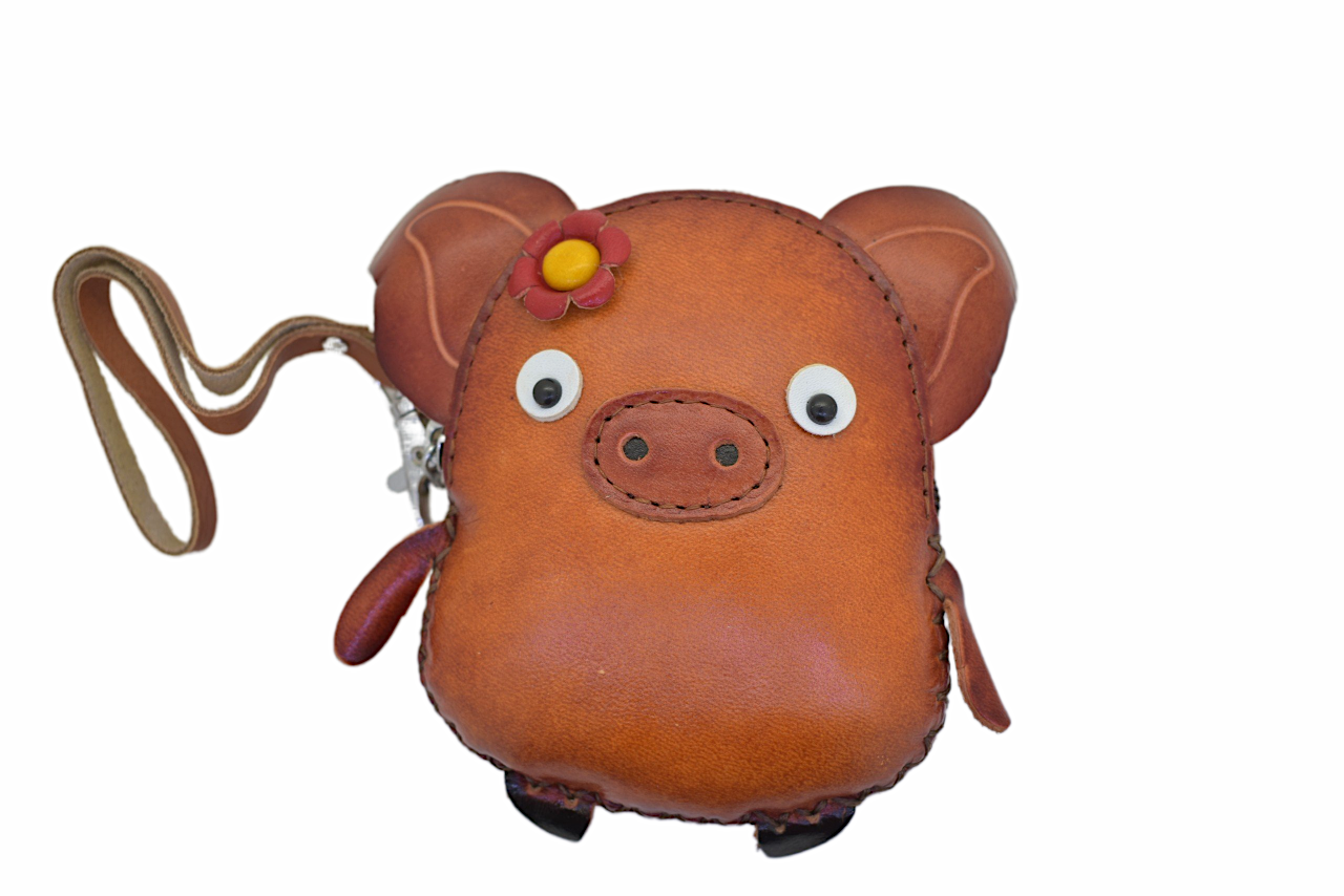 Cute Animals Mini Coin Purse Genuine Leather Cartoon Man Women Student Small Wallet Handmade Creative Money Bag