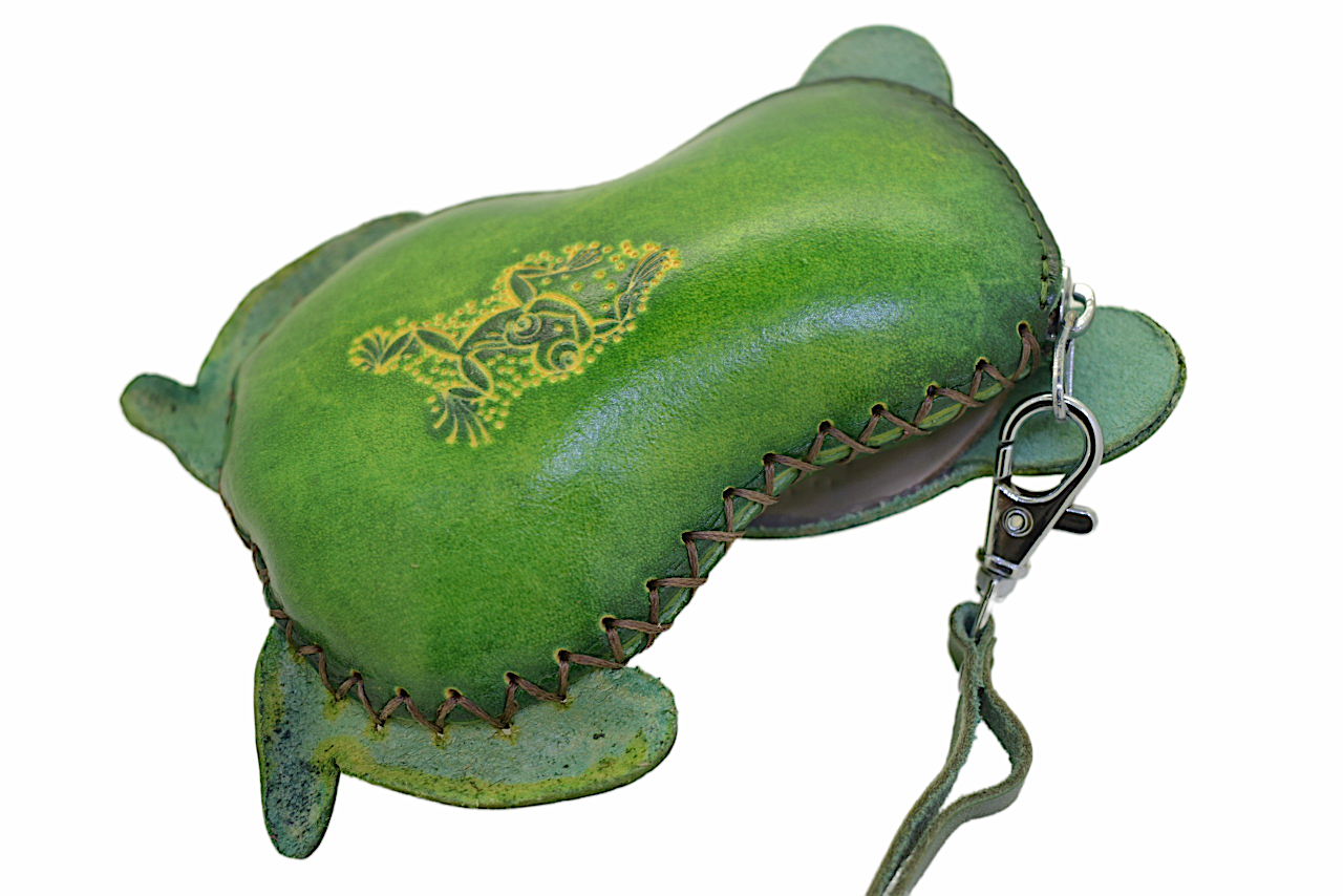 Mini Coin Purse Genuine Leather Cartoon Frog Man Women Student Small Wallet Children Handmade Creative Money Bag