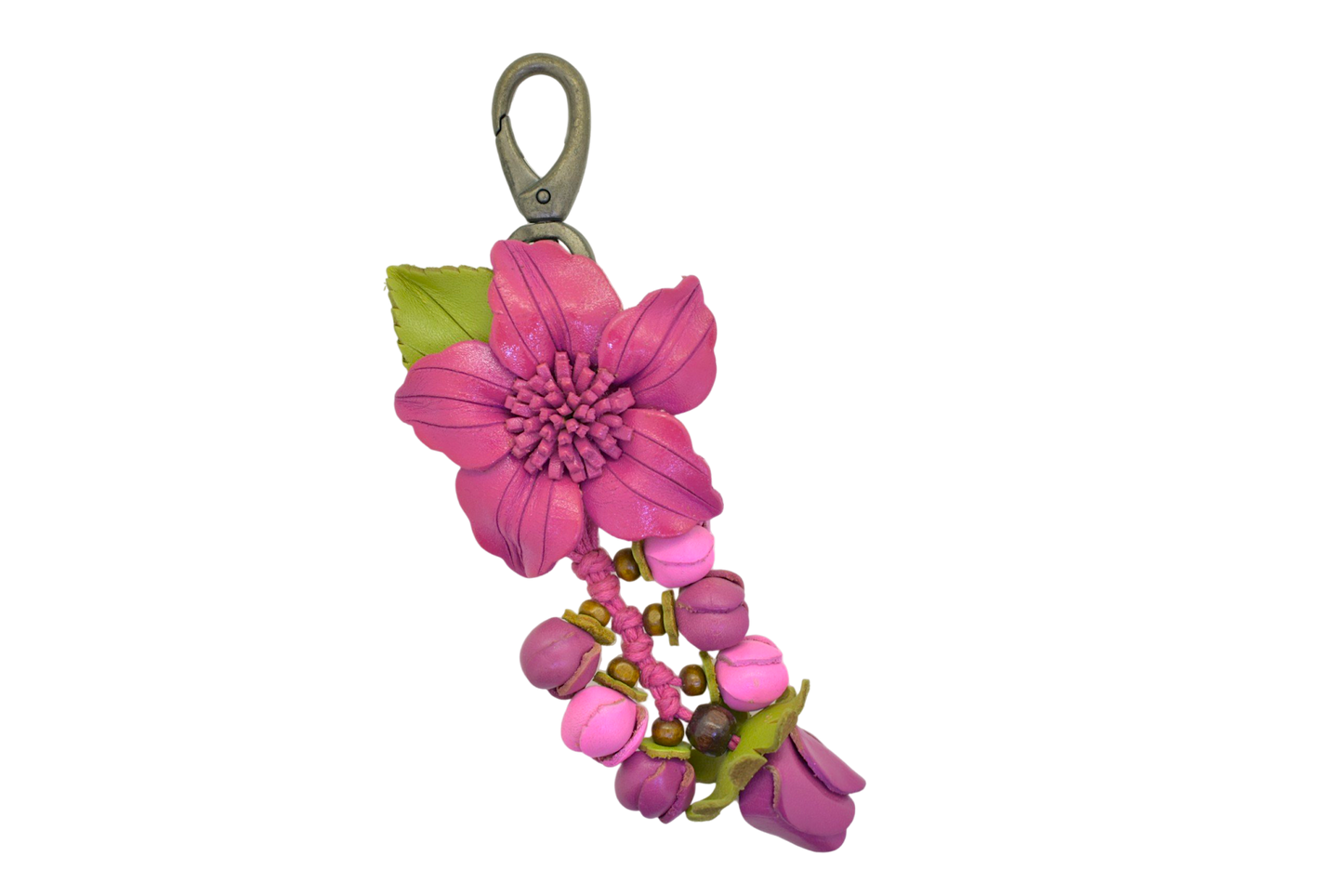 Flower Genuine Leather Key Ring Keychain Purse Bag Charm Unique