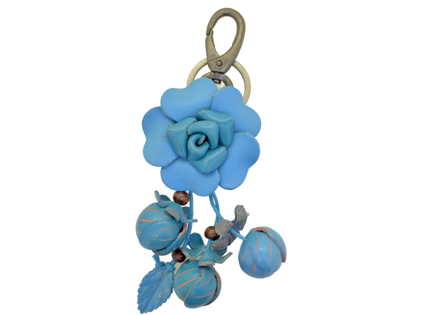 Flower Genuine Leather Key Ring Keychain Purse Bag Charm Unique