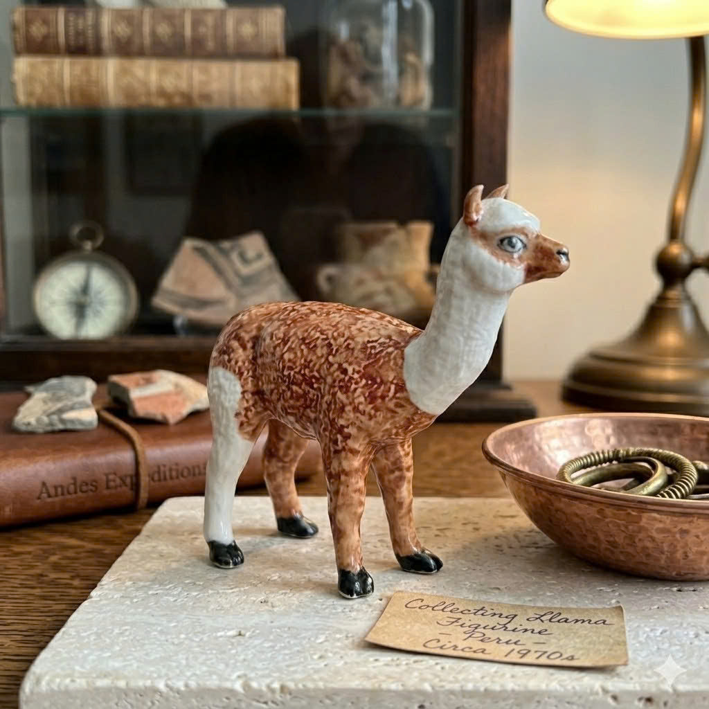 Ceramic Farm Miniature Collectible Porcelain Llama Lama Figurine Brown ...