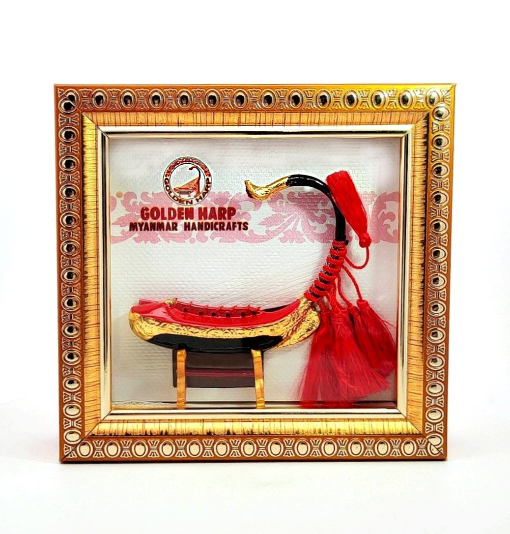 Minature Burmese Golden Harp Myanmar Handicrafts Souvenirs Music String Instrument