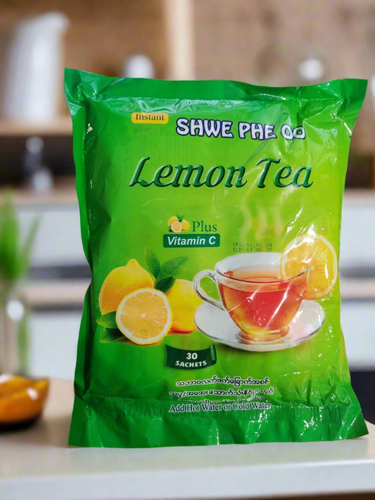 Shwe Phe Oo Lemon Tea Plus Vitamin C 30 sachets - Instant Pure Tea Powder 600g