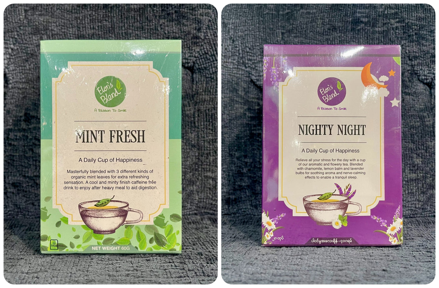 Myanmar Tea Elon's Blend Mint Fresh Nighty Night Tea 60g A Daily Cup of Happiness