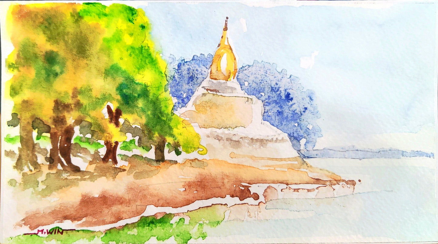 Handpainted Myanmar Art - Myanmar Landscape Beautiful Cards - Gift Card