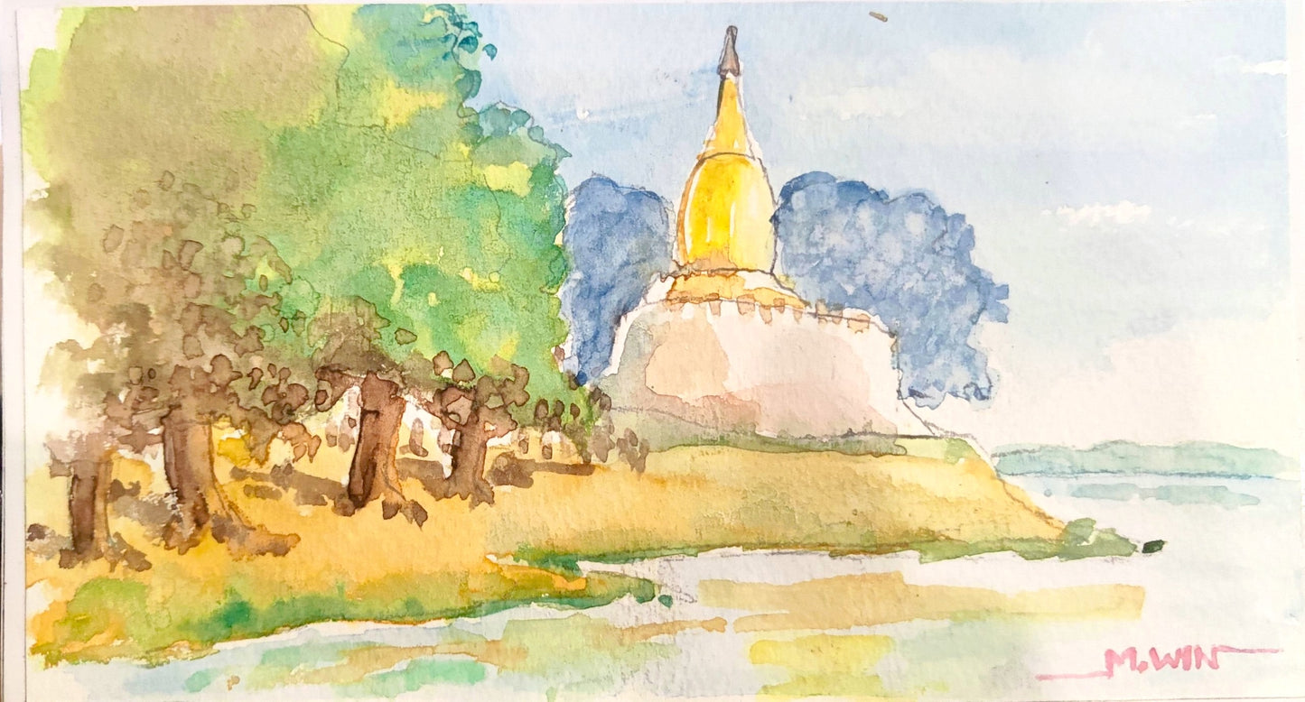 Handpainted Myanmar Art - Myanmar Landscape Beautiful Cards - Gift Card