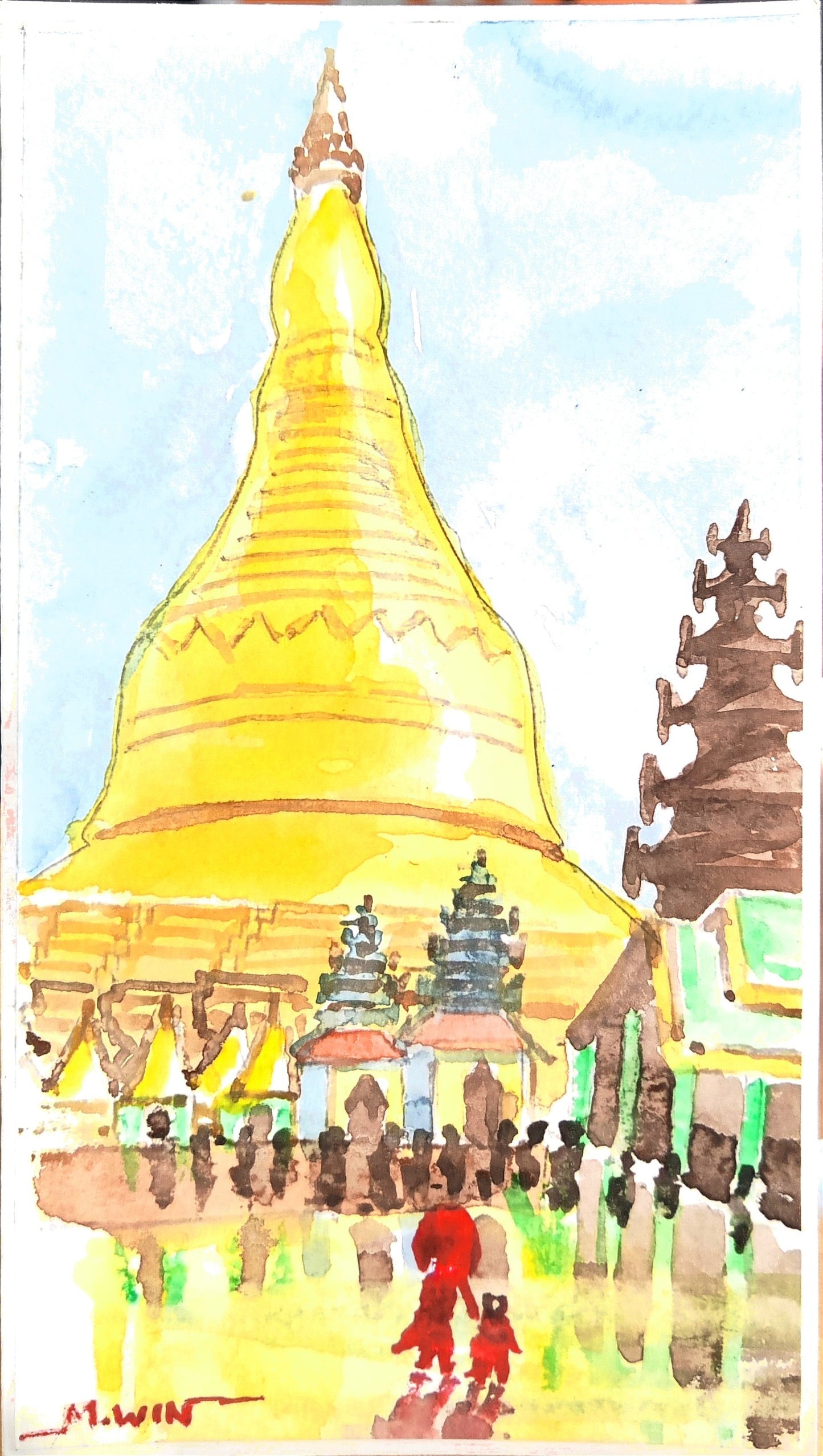 Handpainted Myanmar Art - Myanmar Landscape Beautiful Cards - Gift Card