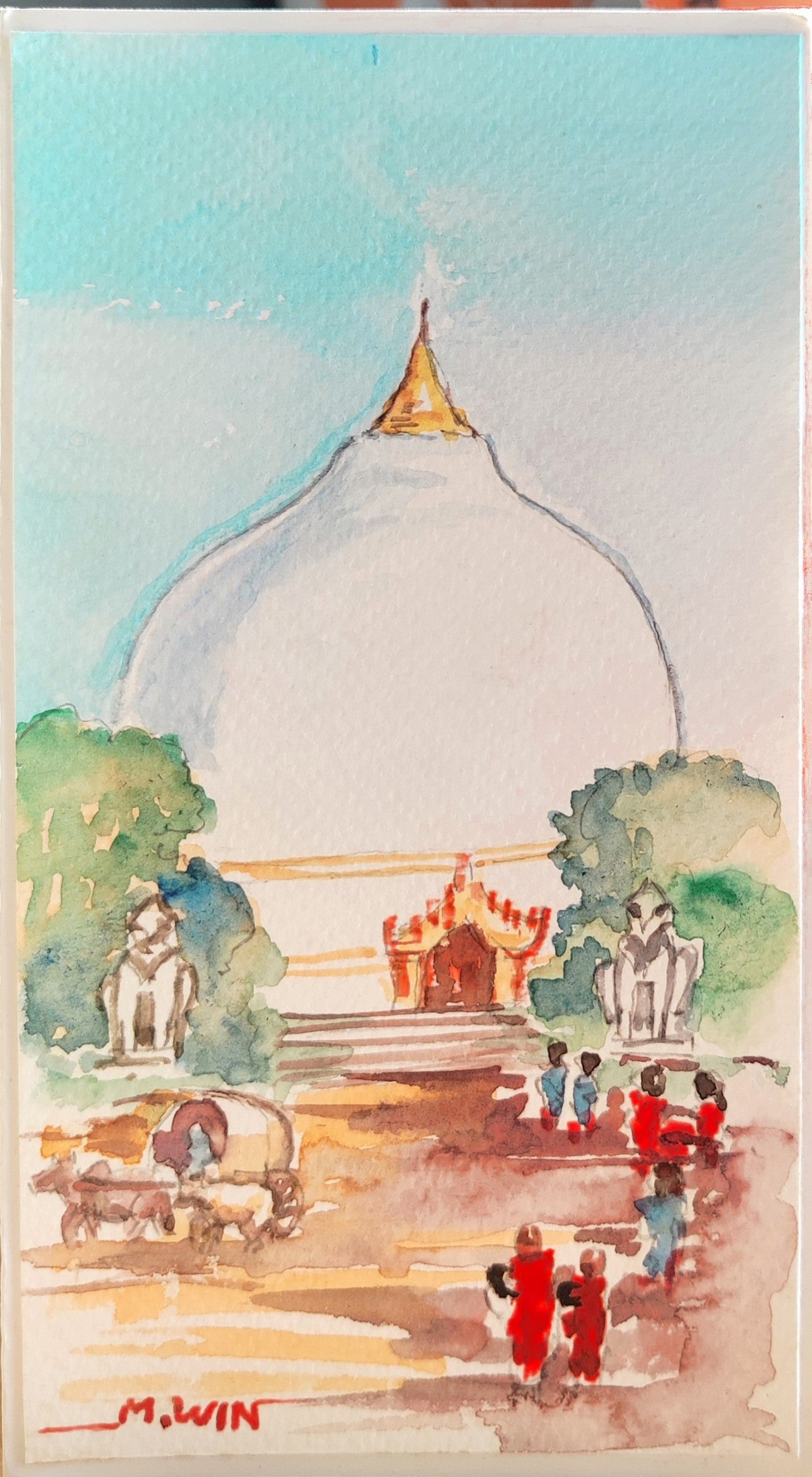 Handpainted Myanmar Art - Myanmar Landscape Beautiful Cards - Gift Card