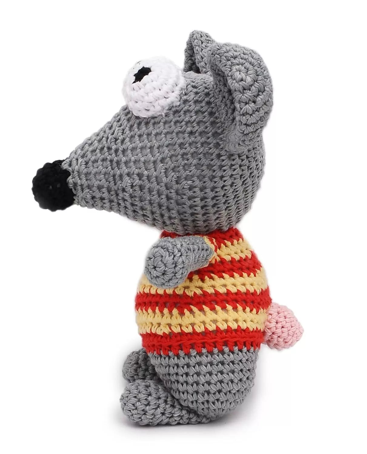 Squeak squeak Grey Handmade Amigurumi Stuffed Toy Knit Crochet Doll VAC