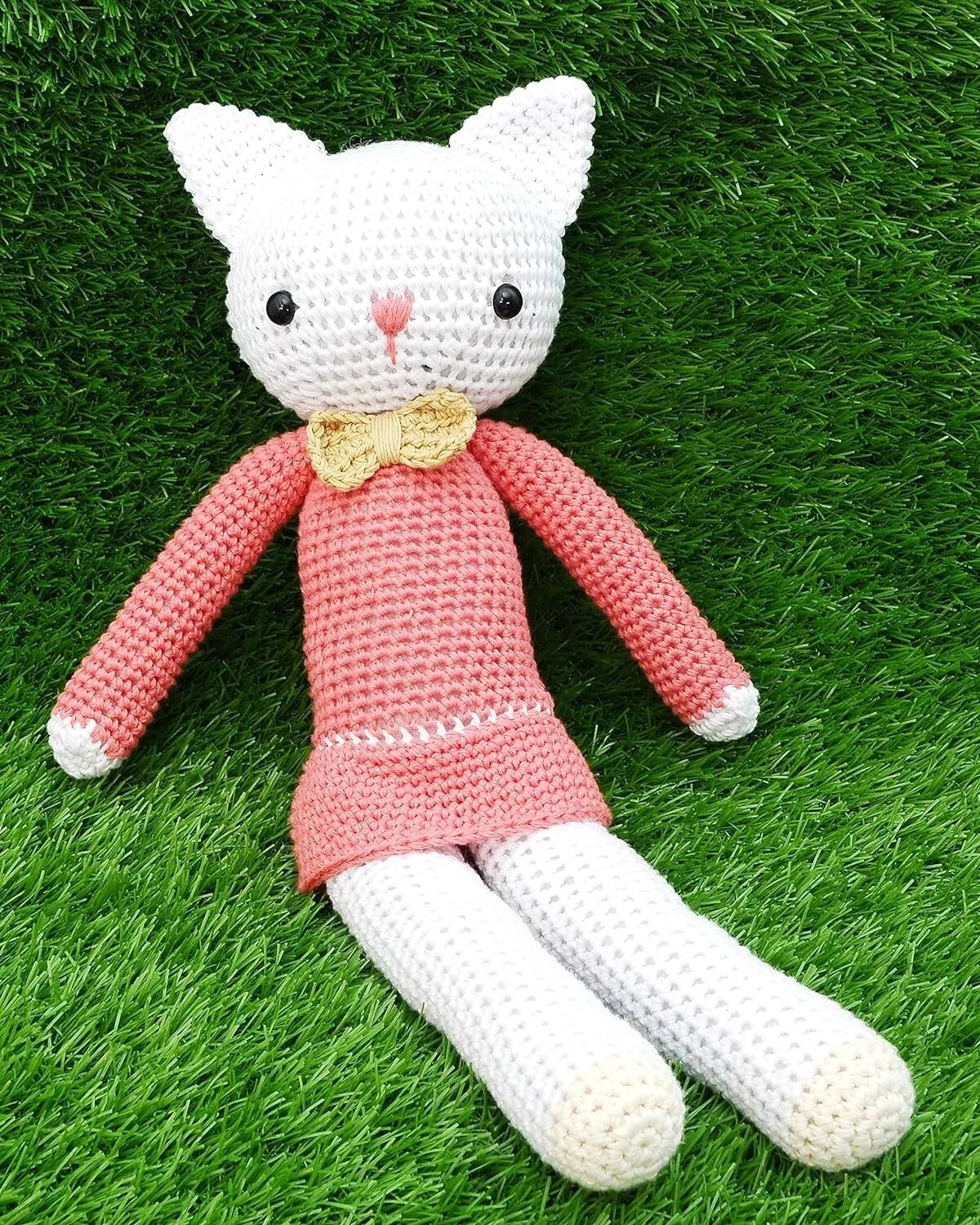 White Cate Handmade Amigurumi Stuffed Toy Knit Crochet Doll VAC