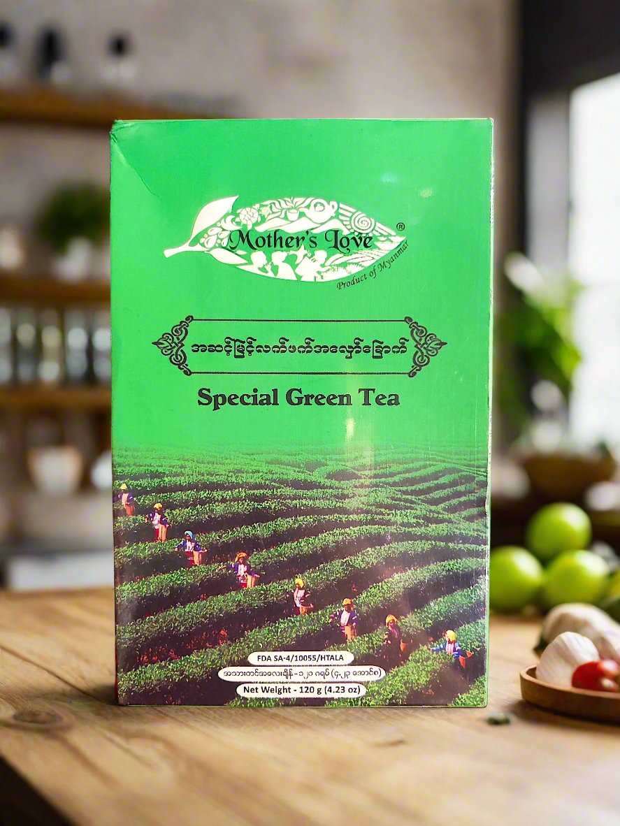 Myanmar Tea Variety Flavours Black Green Special Natural Green Tea by Mother's Love- Myanmar Burma