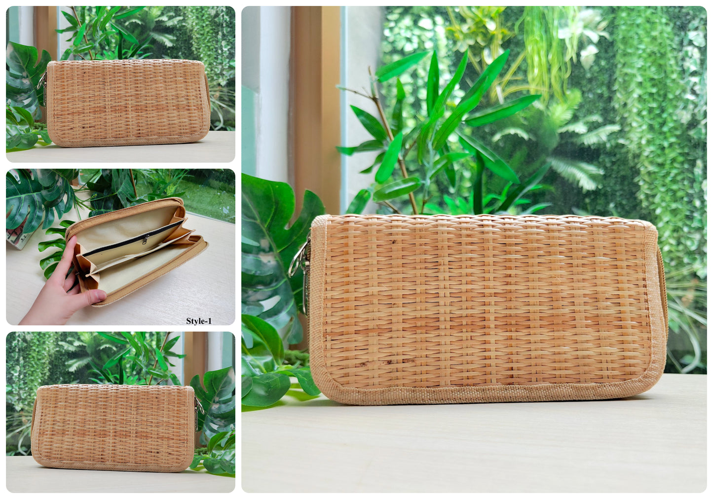 Handmade Organic Woven Straw Rattan Wallet Eco-Friendly Bag by MyanmarMakers