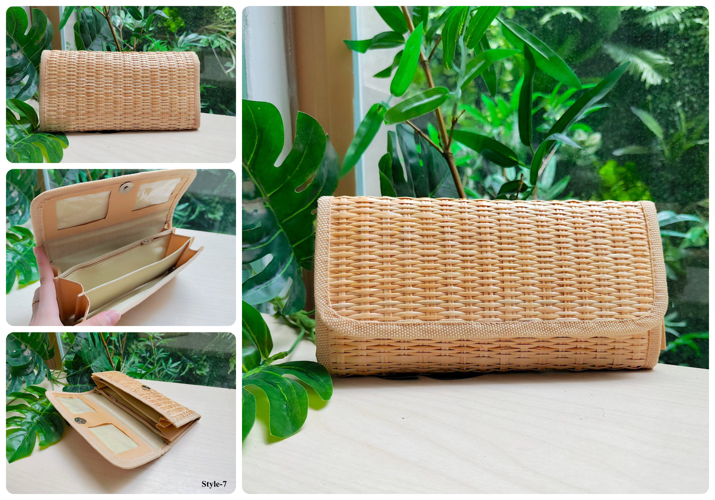 Handmade Organic Woven Straw Rattan Wallet Eco-Friendly Bag by MyanmarMakers