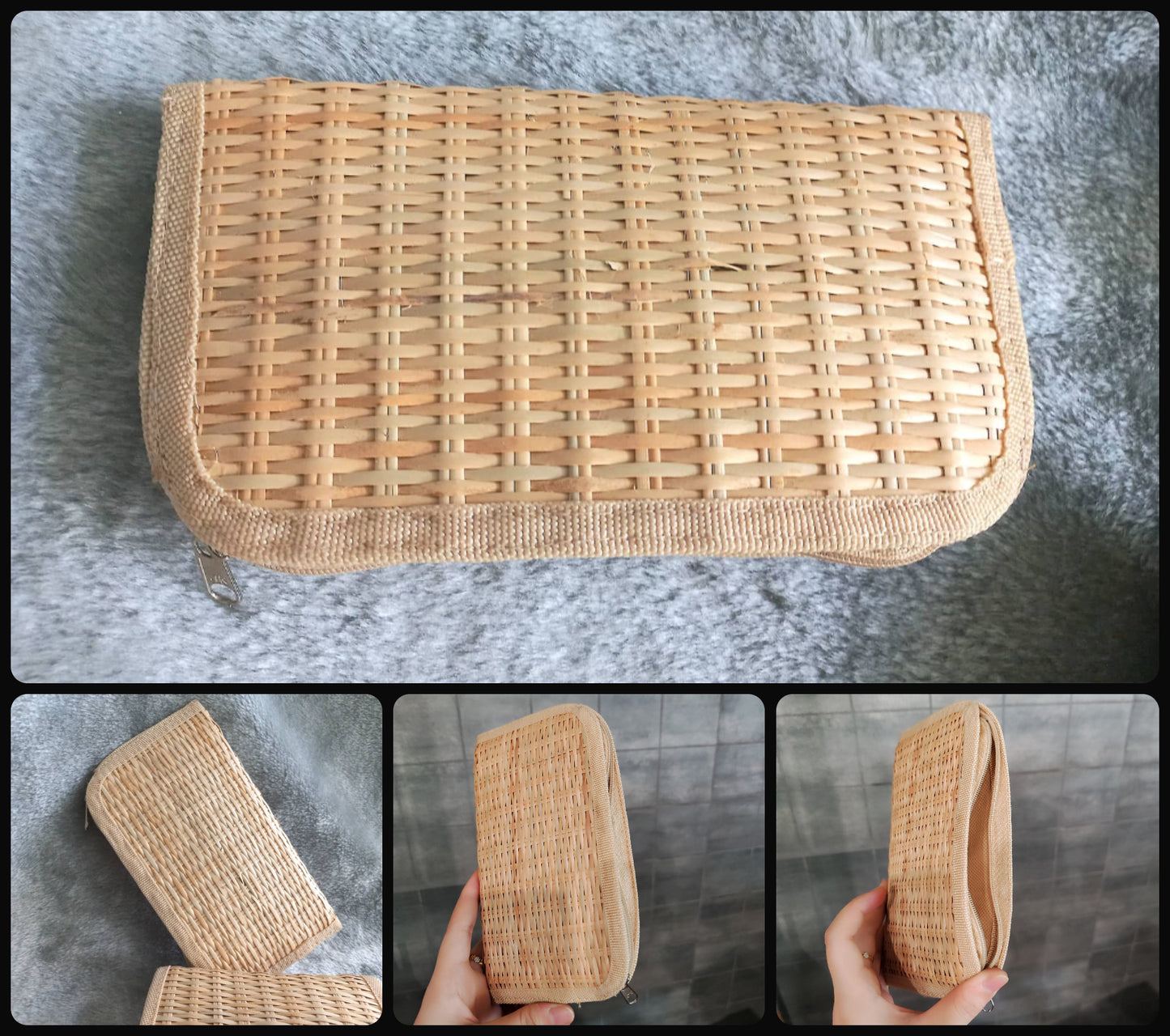 Handmade Organic Woven Straw Rattan Wallet Eco-Friendly Bag by MyanmarMakers