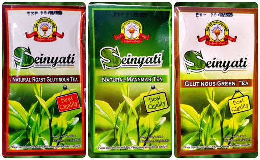 Seinyati Myanmar Tea - Natural, Natural Roast Glutinous, Glutinous Greeen Tea 160g- Myanmar Burma