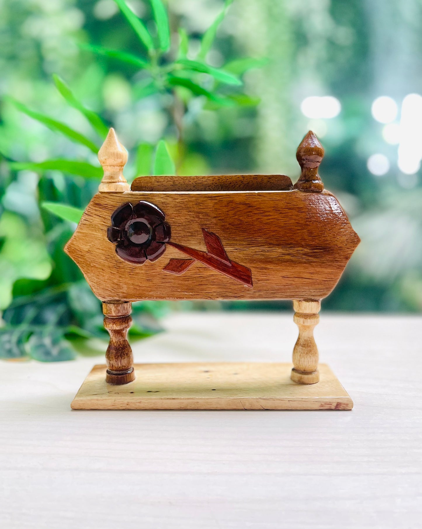 Myanmar Lacquerware Wooden Rolodex Business Card Holder