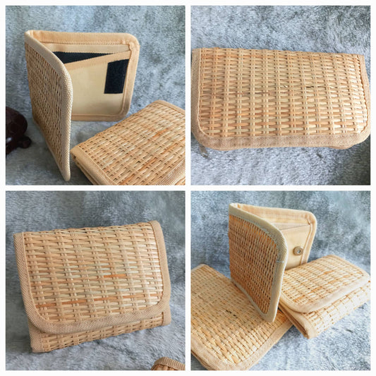 Handmade Organic Woven Straw Rattan Wallet Eco-Friendly Bag by MyanmarMakers