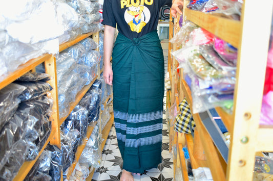 New Traditional Student Dress Burmese Pants Uniforn Myanmar Longyi Made in Myanmar Htamain Paso လုံချည် Ethnic Burma Clothing