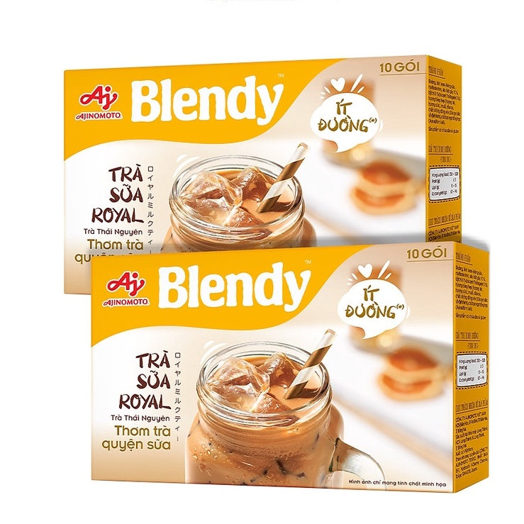 Blendy Instant Milk Tea Matcha, Royal & Roasted Rice Matcha Tea (Less Sugar)