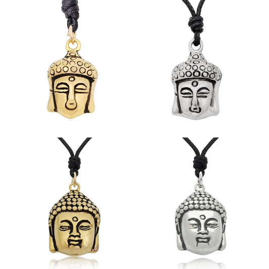 Buddha Head Yoga Meditation Silver Pewter Brass Charm Necklace Pendant Jewelry