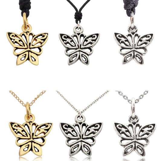 Elegant Butterfly Sterling-silver Pewter Gold Charm Necklace Pendant Jewelry