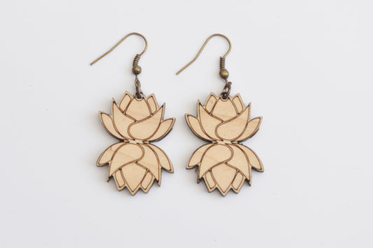 Myanmar's Culture - Wooden Pendant Earrings