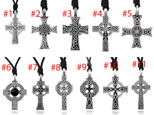 Celtic Cross Silver Pewter Charm Necklace Pendant Jewelry Various Style