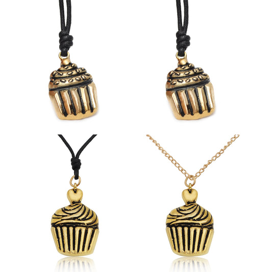 Cupcake Dessert Handmade Brass Necklace Pendant Jewelry