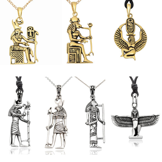 Egyptian God&Goddess 92.5 Sterling Silver Brass Necklace Pendant Jewelry