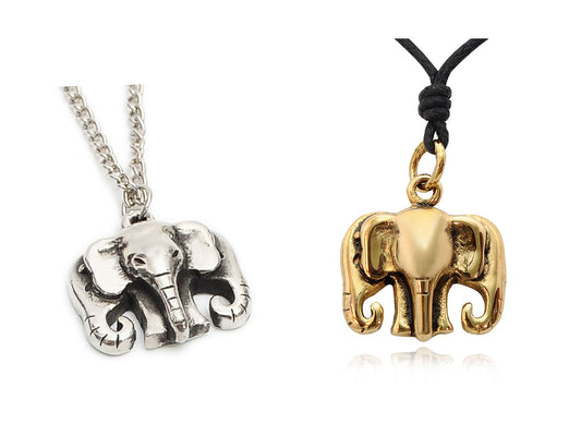 Elephant Head Ganesh Silver Pewter Gold Brass Charm Necklace Pendant Jewelry