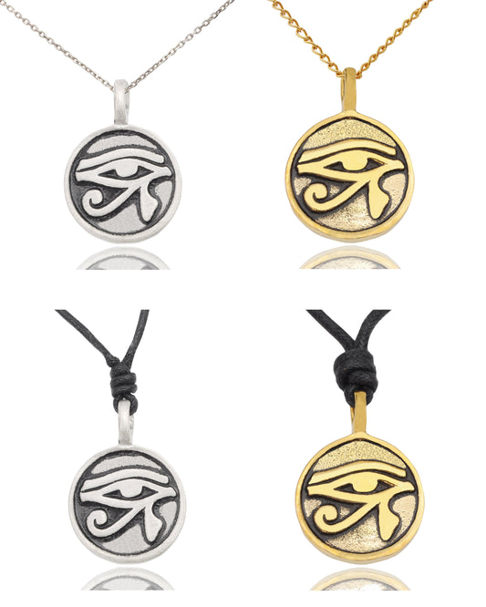 Classic Egyptian Eye of Ra Horus Silver Pewter Gold Brass Charm Necklace Pendant Jewelry